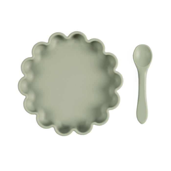 Bowl with spoon sage flower suction