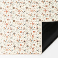 Wipe clean splash mat, non slip messy mat in boho birds print by azebABYDREAm
