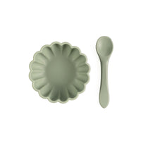 Sage Flower Suction Bowl with Spoon