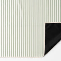 Wipe clean splash mat, non slip messy mat in sage stripe print by azebABYDREAm