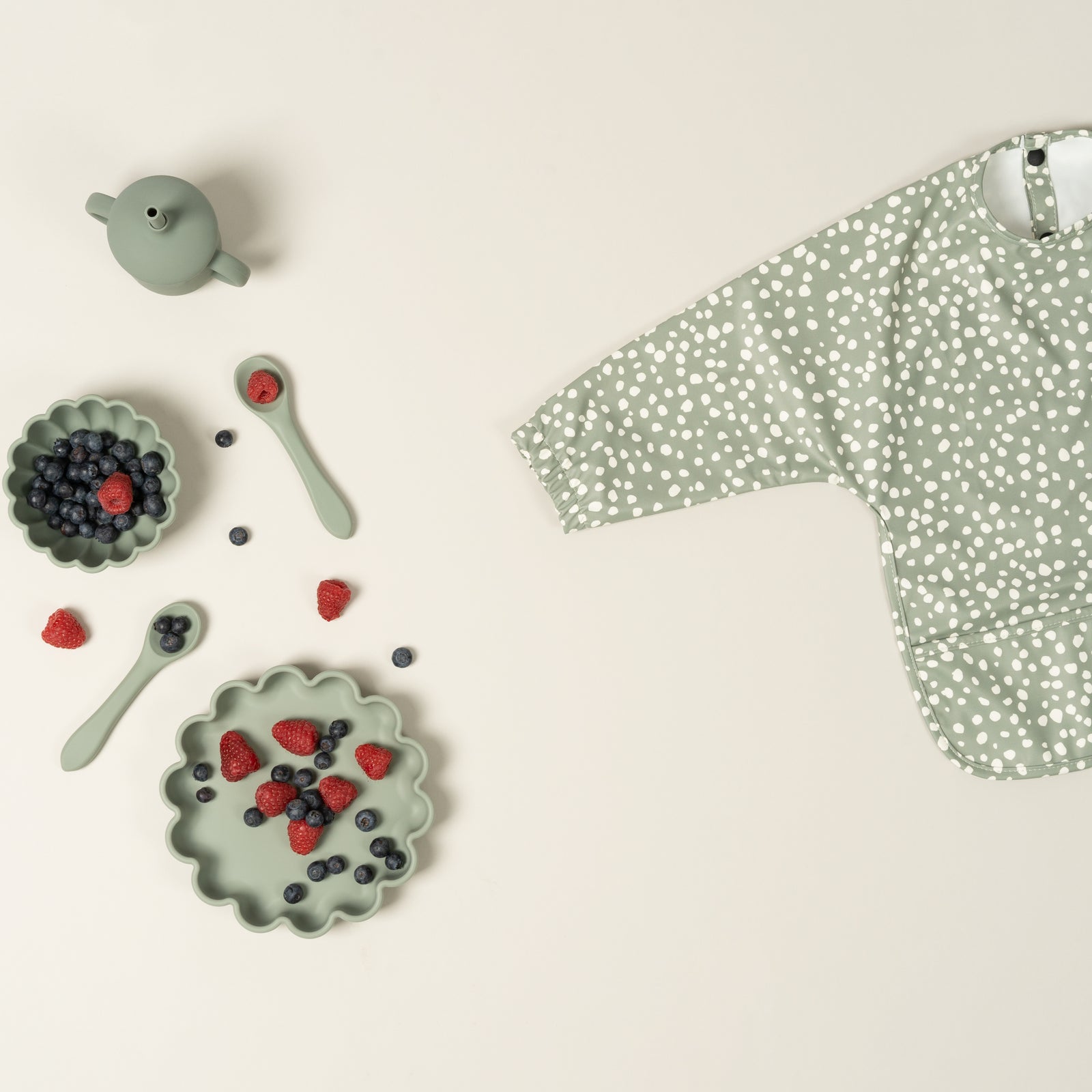 white doted green shirt