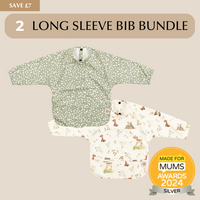 Weaning set bundle including wipe-clean long sleeve bibs  by Azebabydream