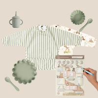Weaning set bundle including wipe-clean long sleeve bibs  by Azebabydream