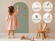 Removable Arch Magnetic Chalkboard in Sage Green