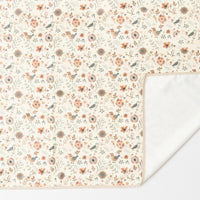 Boho Sunshine Birds messy mat on floor with high chair