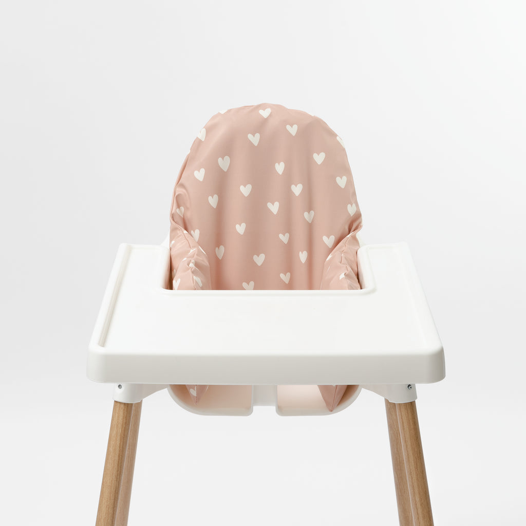 Wipeable Cushion Cover for IKEA Antilop Highchair - Hearts on Peach