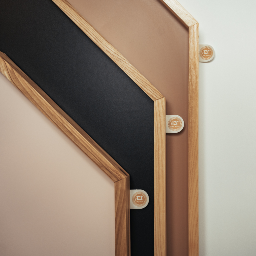 Magnetic chalkboard in wooden frame in pink, black and sashay sand by azebABYDREAm