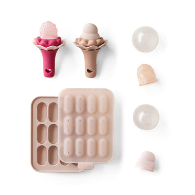 Baby fruit and food feeder 2-pack in bright rose and muted tones