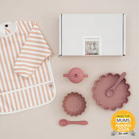My First 4 Piece Weaning Set Rose – full set flatlay