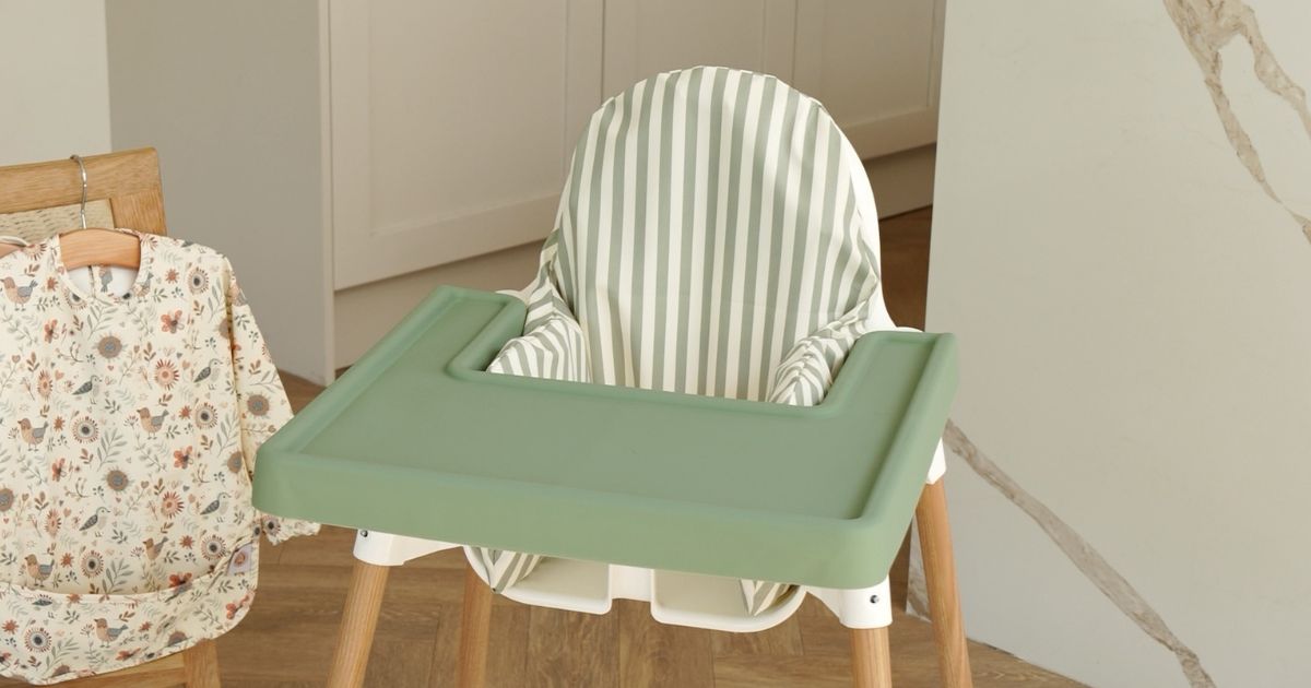 IKEA Antilop highchair with cushion, footrest and silicone placemat accessories