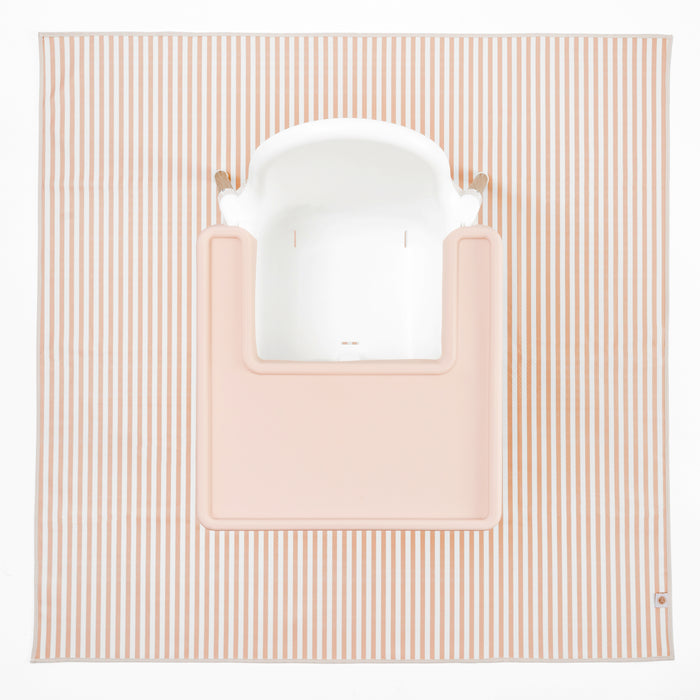 AZEbabydream wipe clean messy mat splash mat peach stripe with non slip