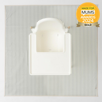 Wipe clean splash mat, messy mat in sage stripe print by azebABYDREAm