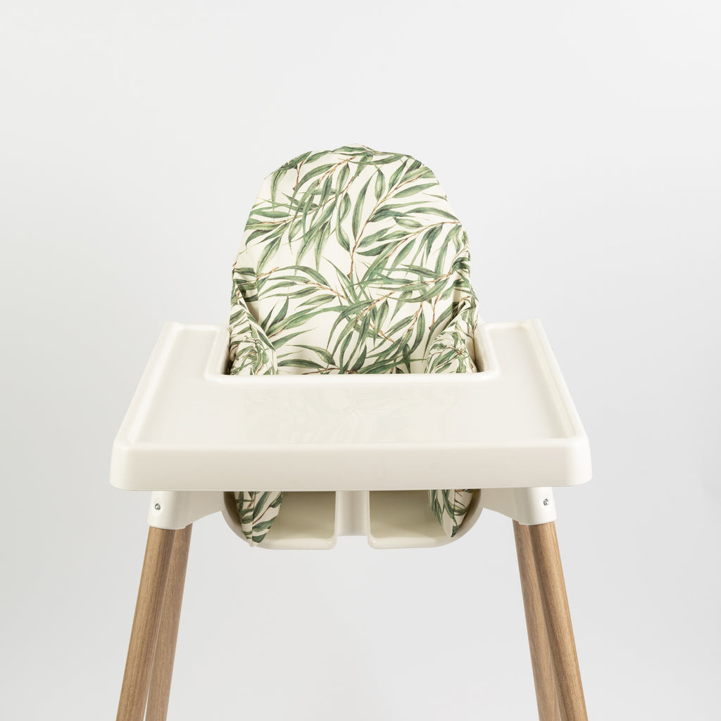 Wipeable Cushion Cover for IKEA Antilop Highchair - green Leaves