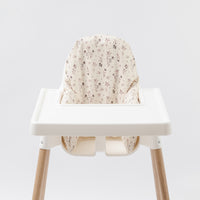 Wipe clean cushion cover for IKEA Antilop highchair in Brown Wildflowers print by AZEbabydream 