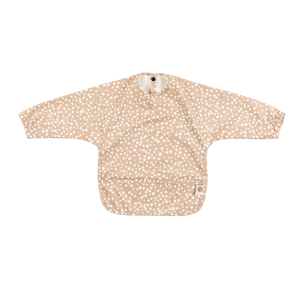 Dots on Taupe - Long Sleeve  pink with white dots