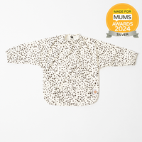 Dots on color grey- long sleeve bib