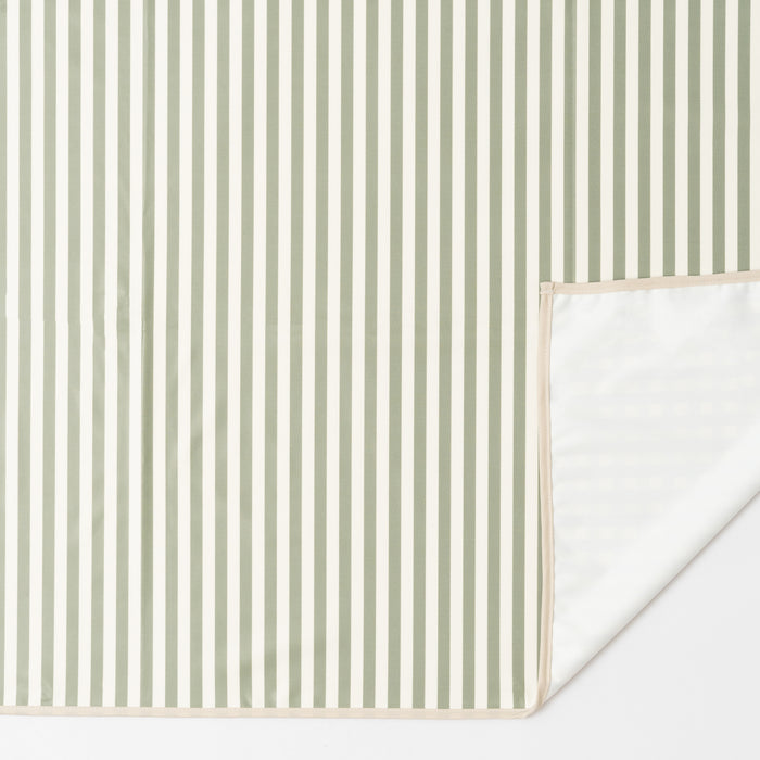 Sage Stripes messy mat under high chair – full floor view