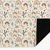 AZEbabydream wipe clean messy mat splash mat rainbow desert with non slip