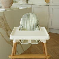 Sage Gingham wipe-clean IKEA Antilop highchair cushion cover