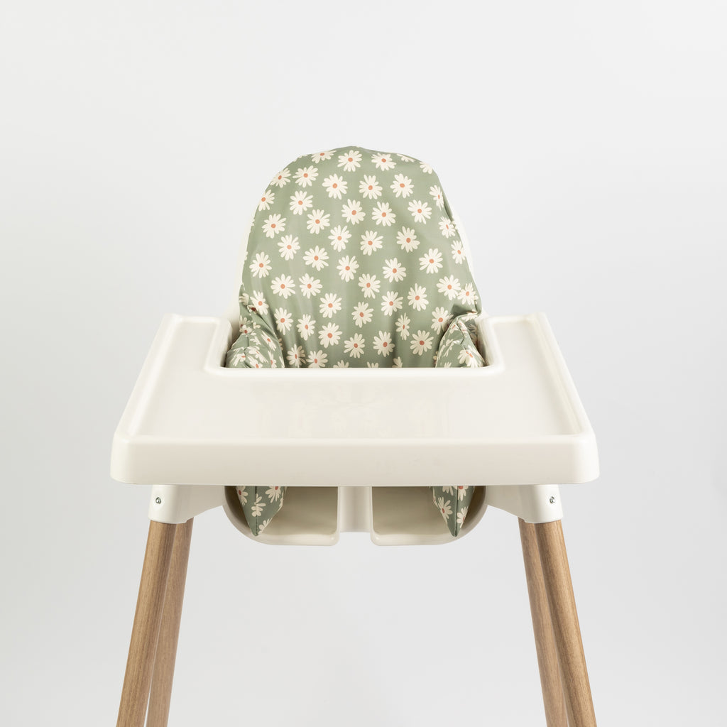 Wipeable Cushion Cover for IKEA Antilop Highchair - Daisies on Sage