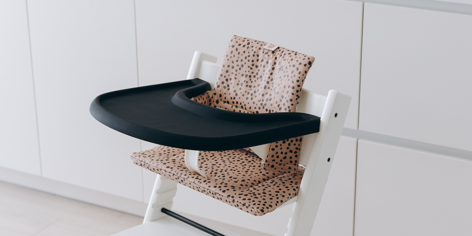 Stokke highchairs with wipe-clean cushion in dots on rose print by AZEbabydream 