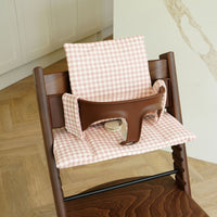 Peach Gingham wipe-clean Stokke Tripp Trapp highchair cushion
