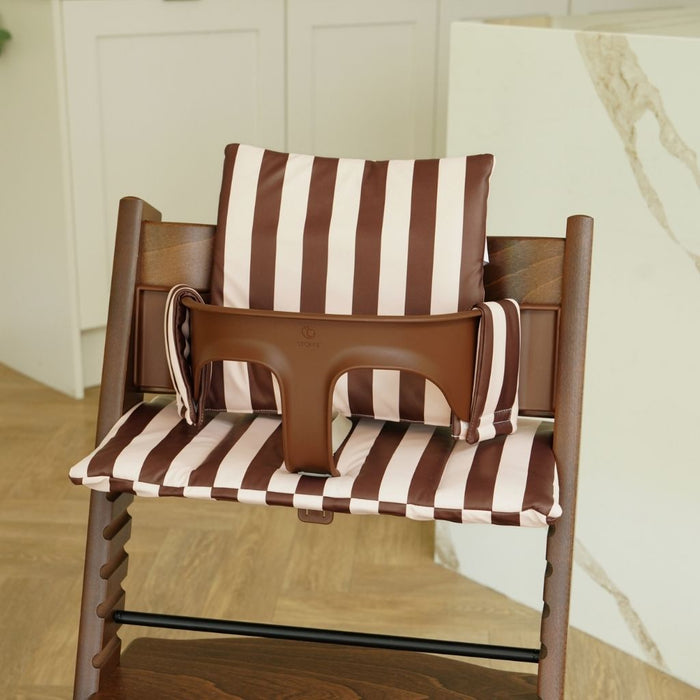Espresso Peach Stripe Stokke Tripp Trapp highchair cushion