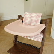 Peach Gingham Stokke Tripp Trapp highchair accessory bundle