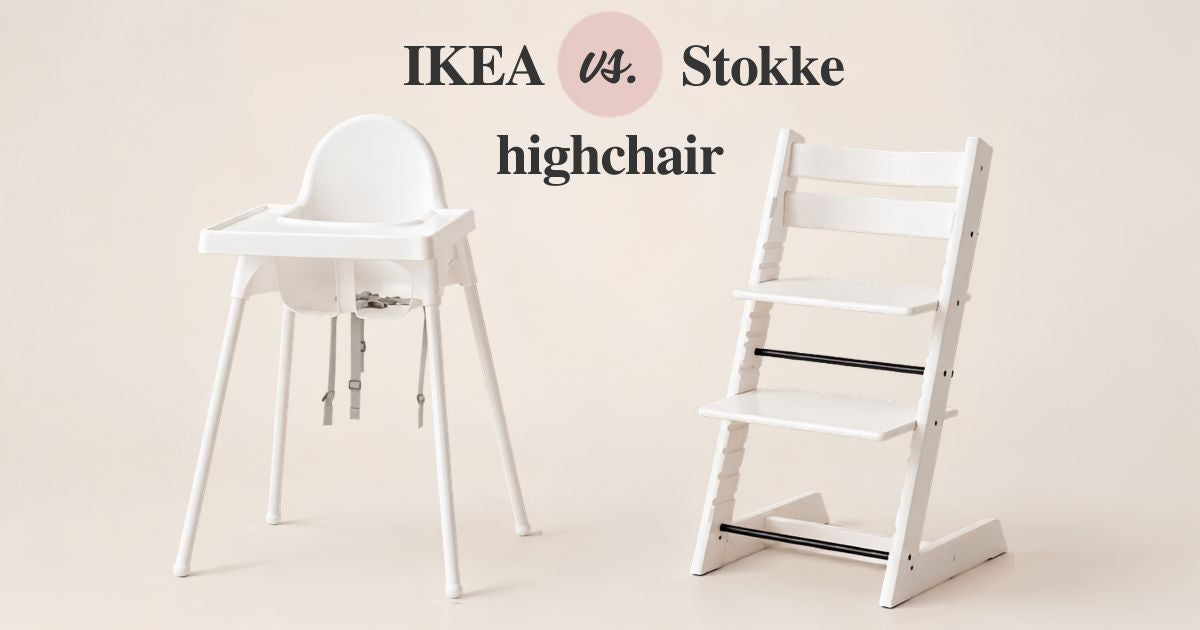 White IKEA Antilop vs Stokke Tripp Trapp highchair comparison.