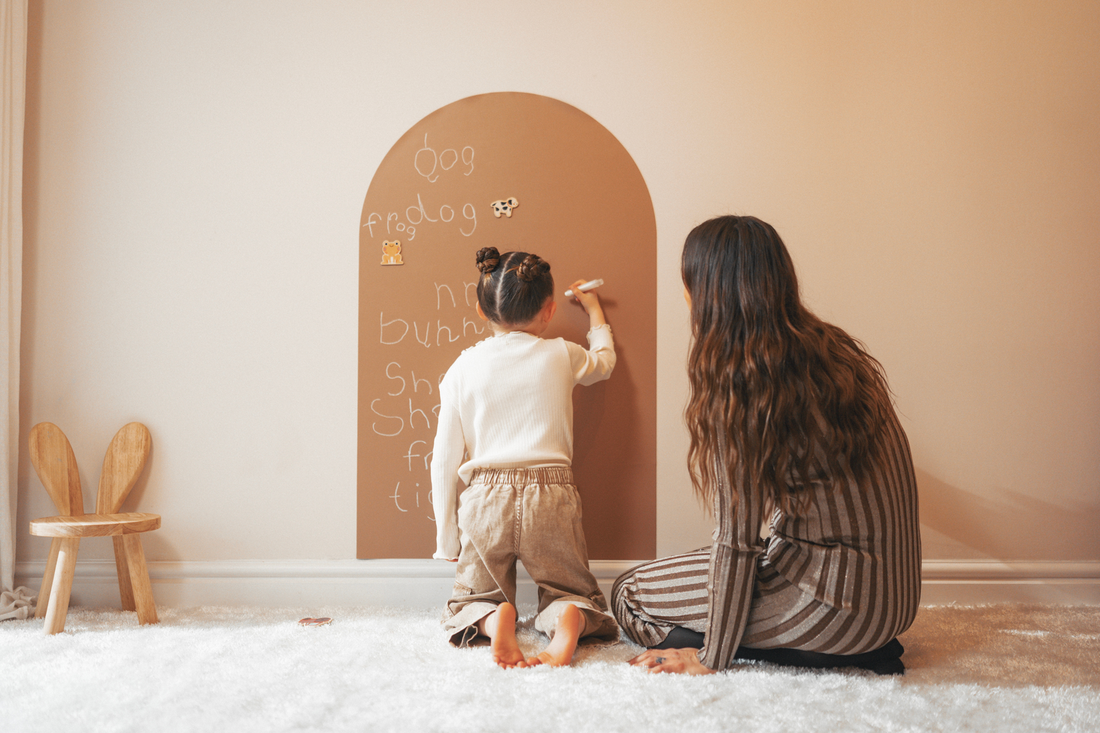 Child drawing on Sashay sand Magnetic chalkboard in arch shape  by azebABYDREAm 